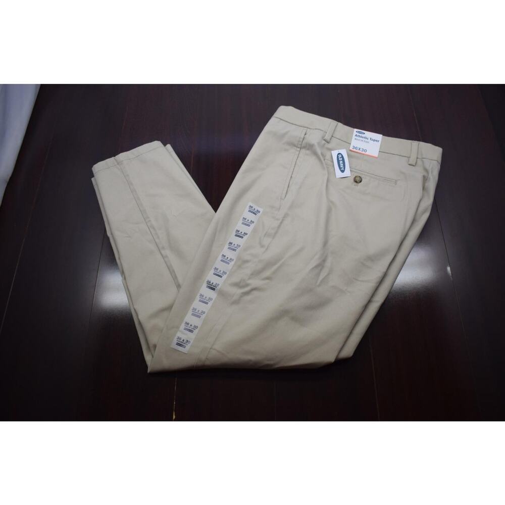 Old Navy Athletic Taper Stretch Chino Flat Beige Mens Size 30 x 30 NEW